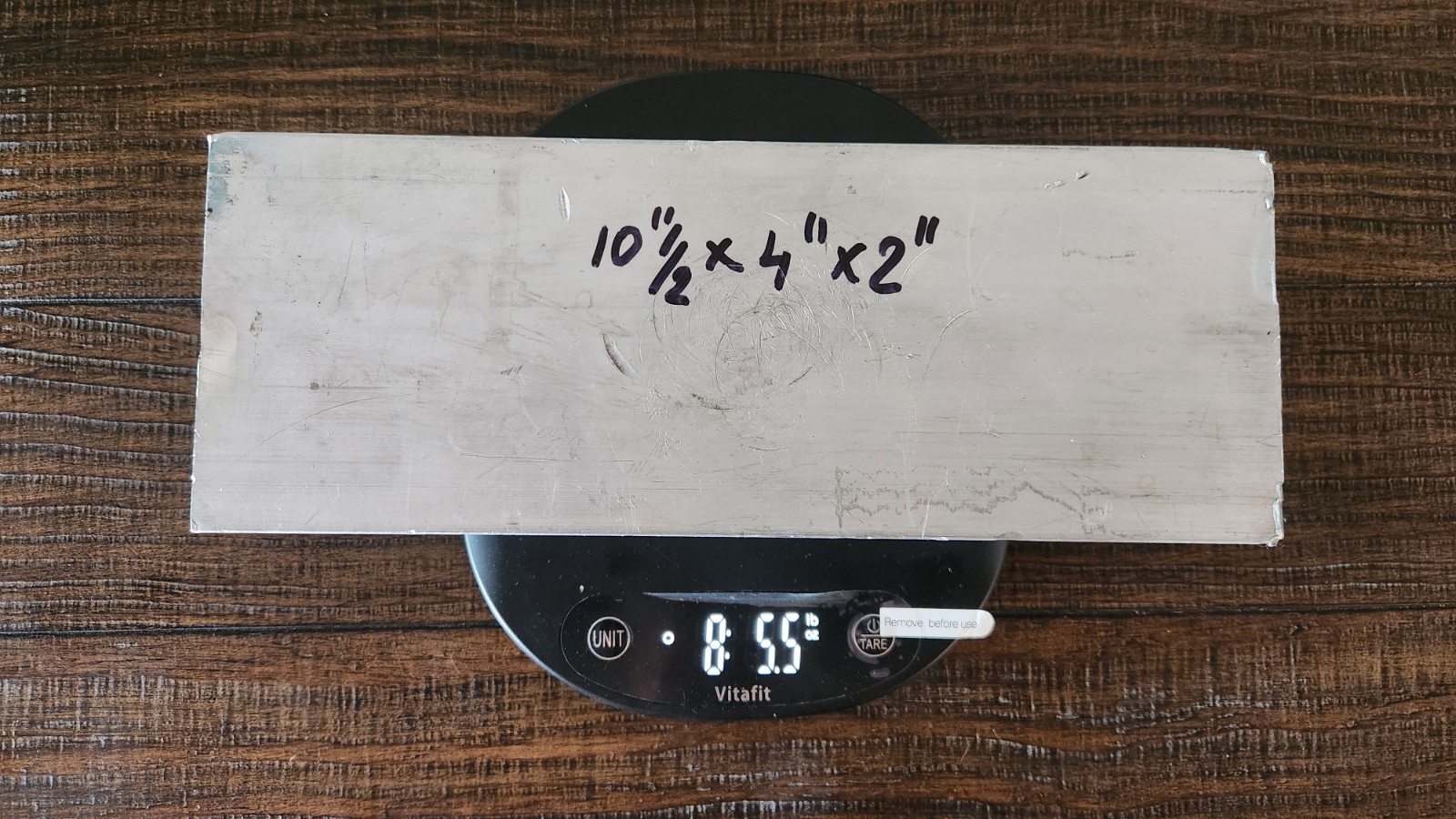 6061 Aluminum Flat Bar Stock – 10.5″ x 4″ x 2″ – Solid Block Plate Billet