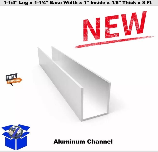 Aluminum Channel 1-1/4″ Leg x 1-1/4″ Base Width x 1″ Inside x 1/8″ Thick x 8 Ft