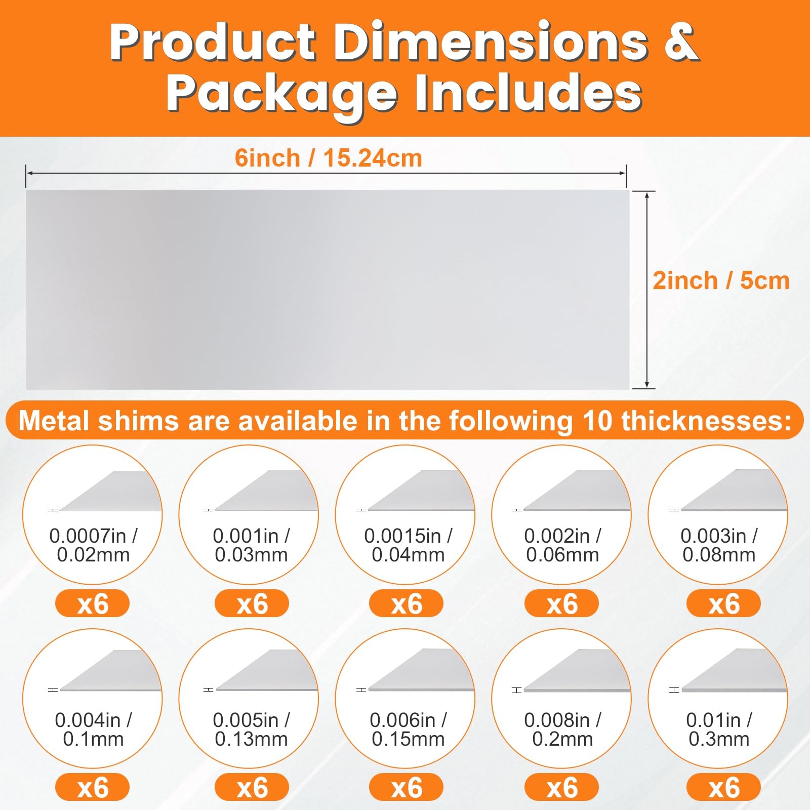Hxouciv 2″x6″ Metal Shim Stock 60 PCS Silver