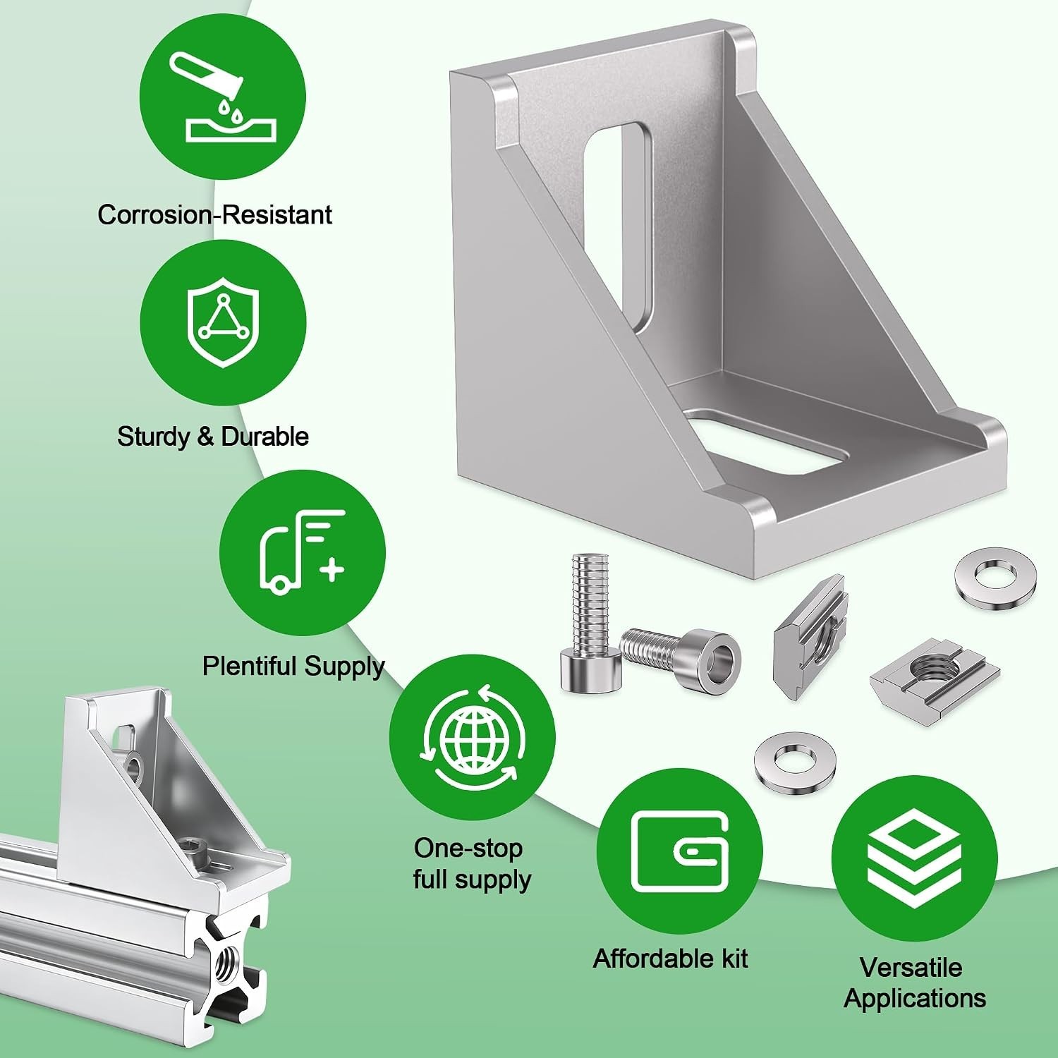 Heavy-Duty 4040 Series Aluminum Profile Connectors with Wrench and Hardware Kit