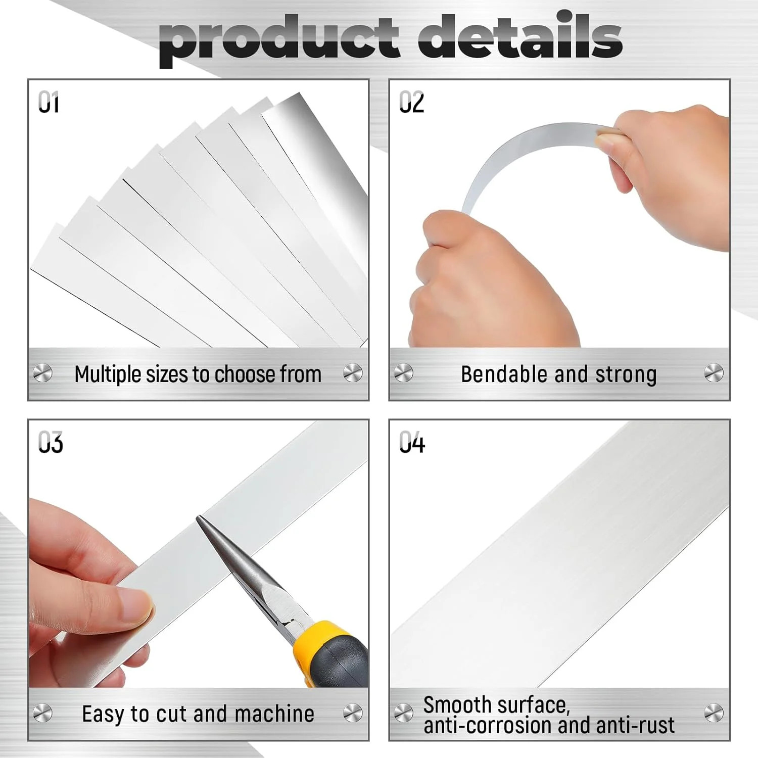 Amylove 24 Pcs 304 Stainless Steel Strips Shim Stock Metal Shims 1″ Width x 6″ L
