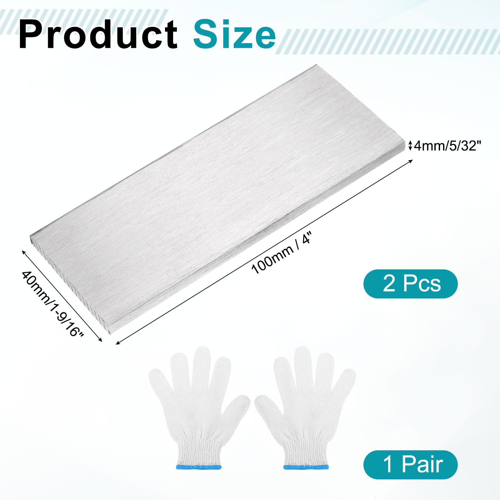 2 Pcs 304 Stainless Steel Flat Bar 5/32″ x 1-9/16″ x 4″ Trim Strips Sheet