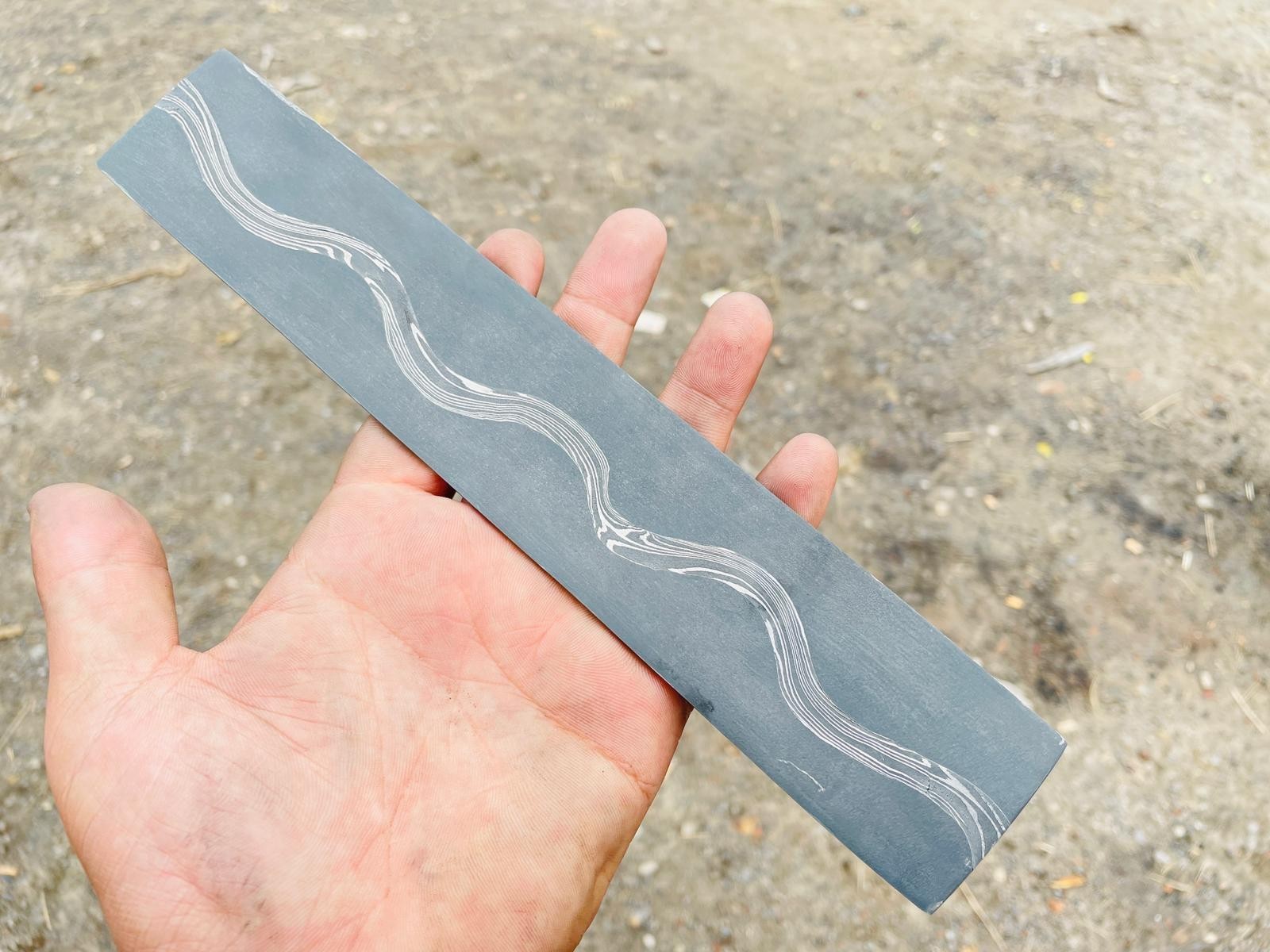 Snake Pattern Copper San Mai Billet | 1095 & 15N20 Steel Knife Making Supply