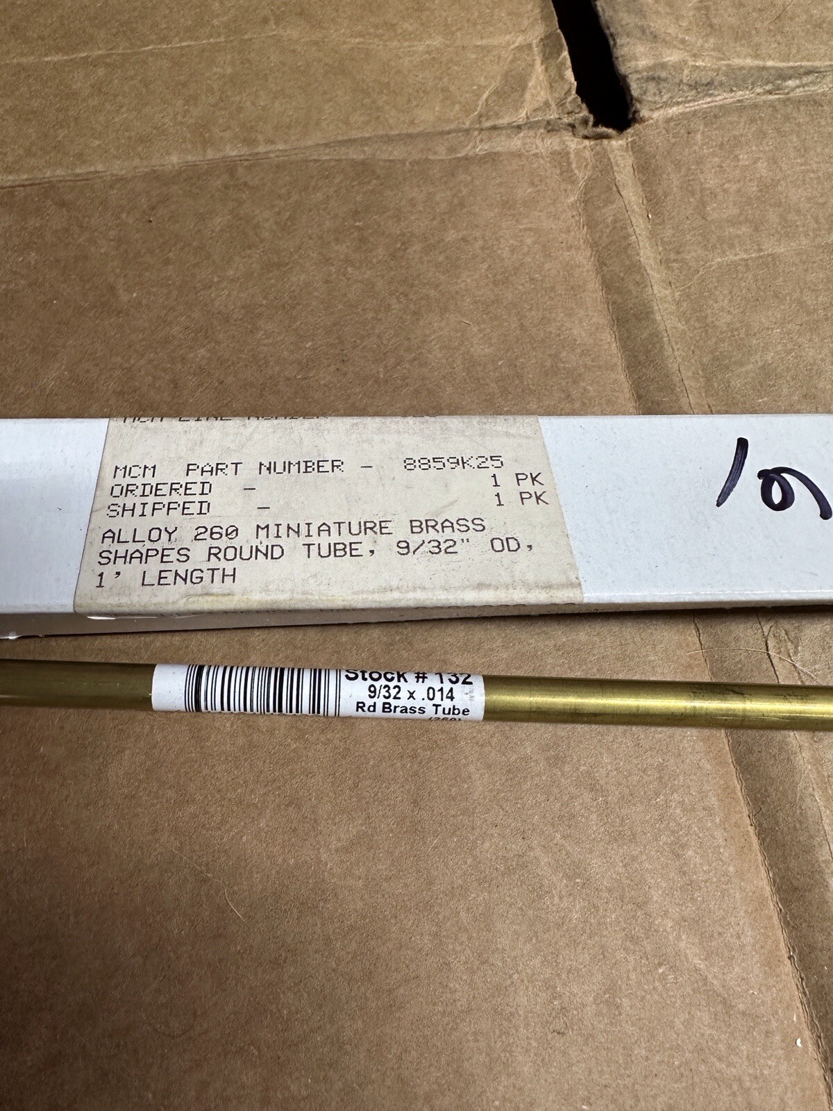 K&S Round Brass Tube 12” x 9/32”diameter, 6 pieces. 2-M