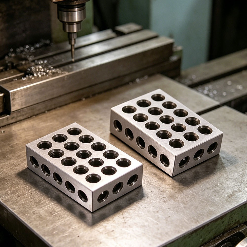 Matched Steel Blocks 1x2x3 Inch 1 x2 x3 Pair 23 Holes for Metalworking