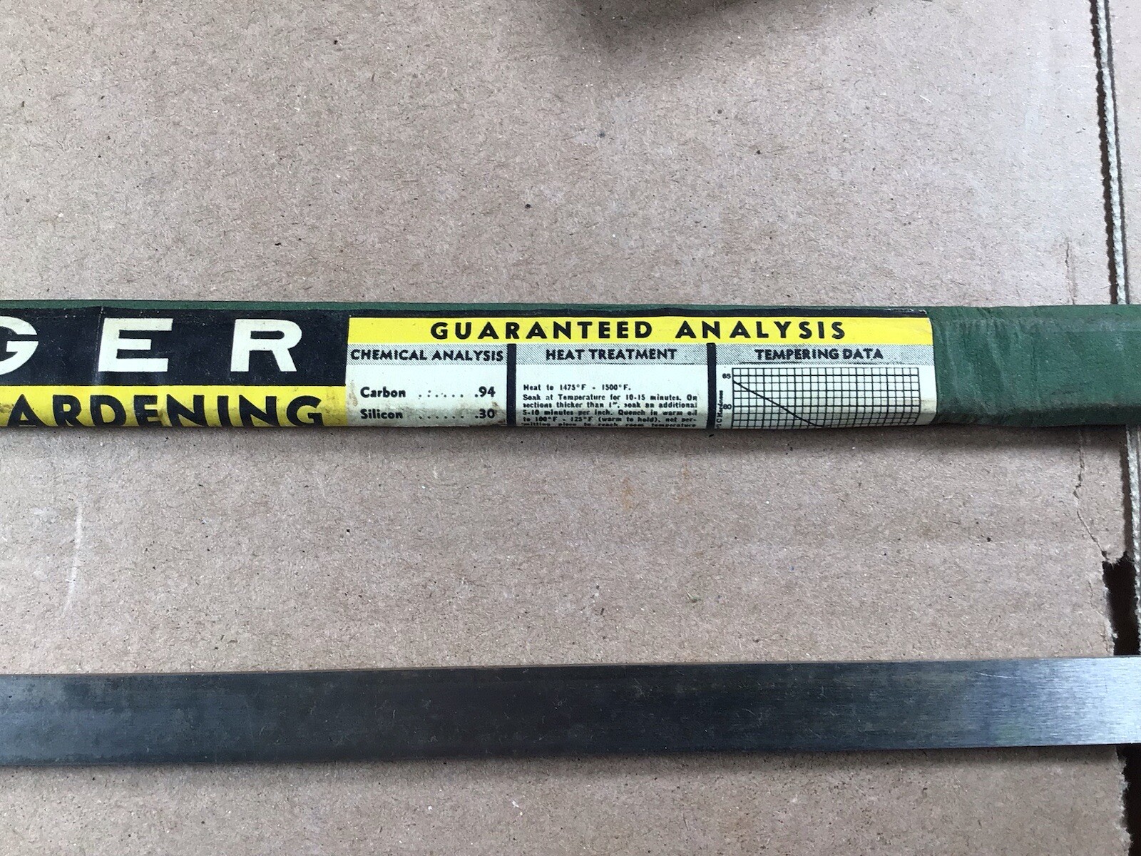 Oil Hardening Ground Die Steel O-1 Steel, 1/8” X 1/2” X 16” Badger
