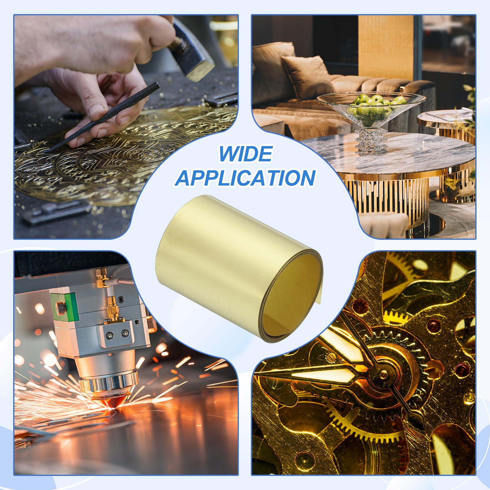 44 Gauge x 2.4″ x 39″ H62 Metal Film Brass Foil Plate, Brassy