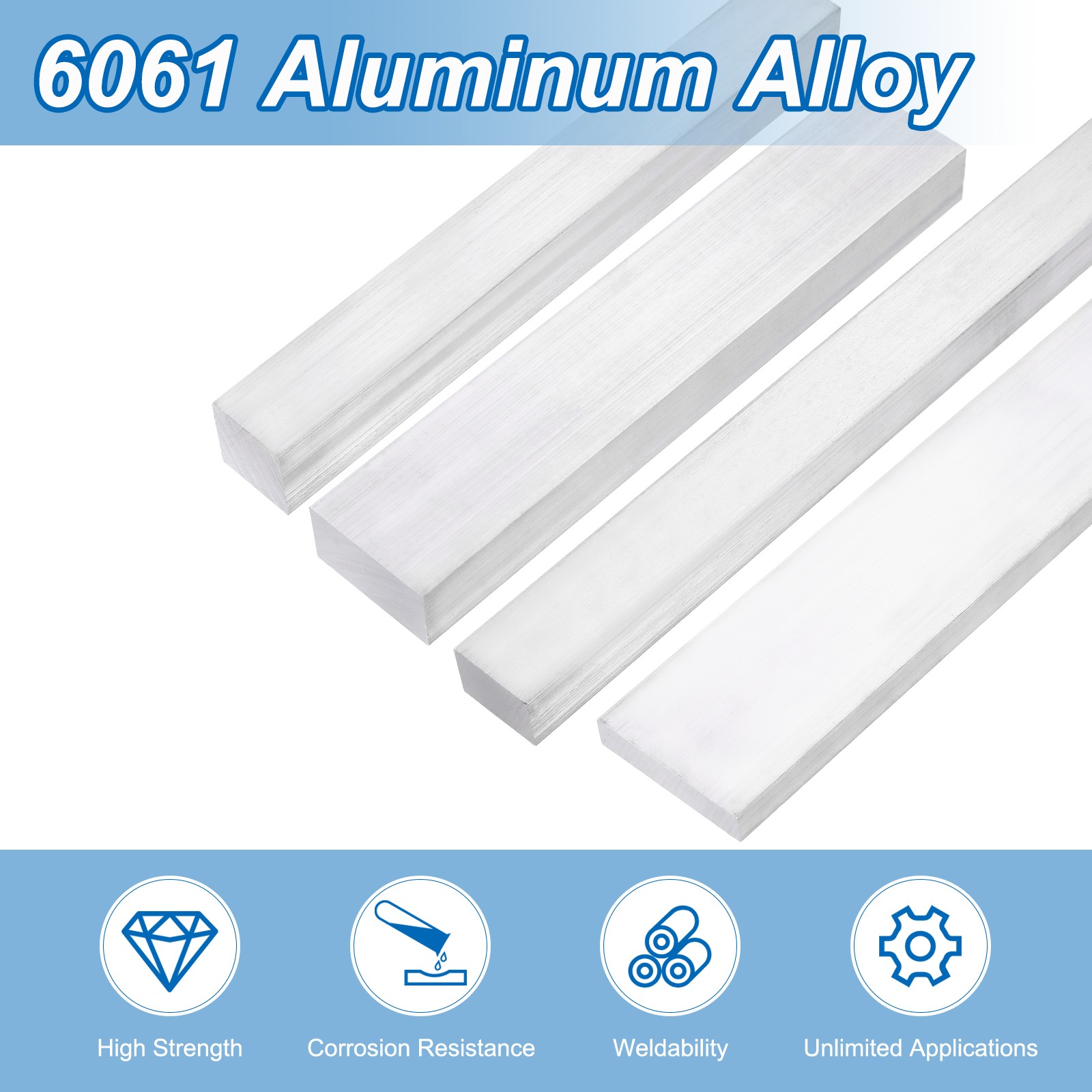 Square Aluminum Flat Bar, 15/32″ Thickness 1-3/8″ Width 14″ l with Glove