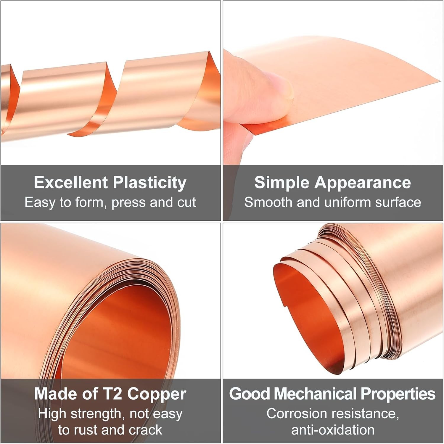 Pure Copper Sheet Roll, 0.08mm 25Ga Thick T2 Copper Flashing 1530mm x 100mm/5…