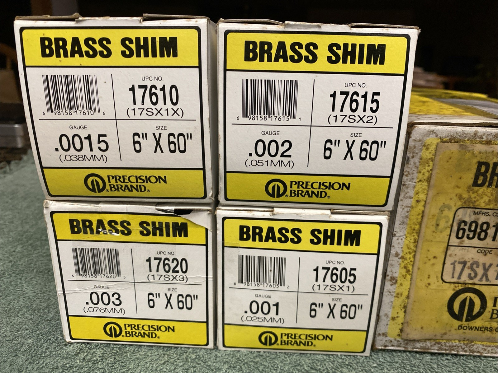 Lot Of 5 Precision Brand, Brass Shim Roll, #17610, 17620, 17615, 17605, 698158