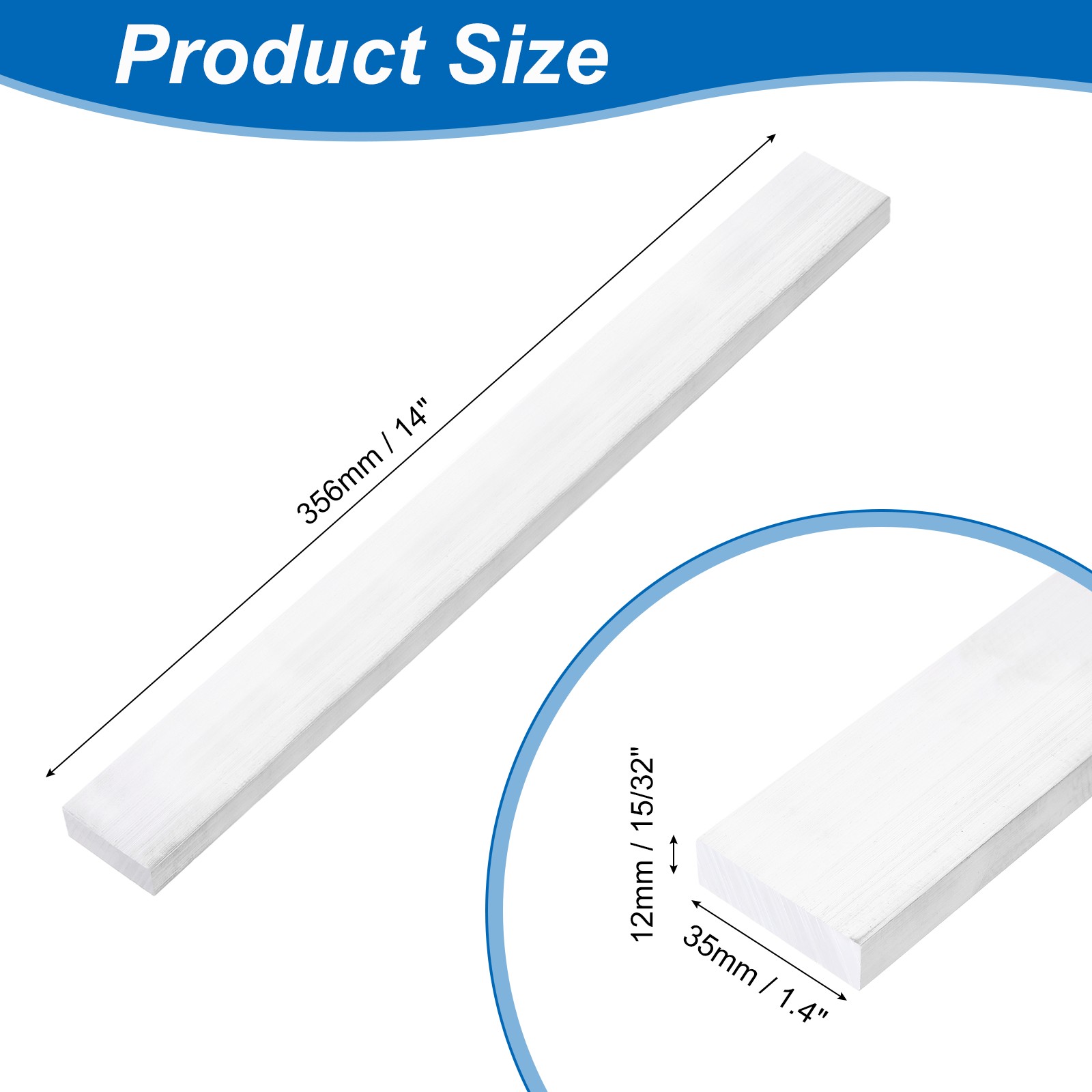 Square Aluminum Flat Bar, 15/32″ Thickness 1-3/8″ Width 14″ l with Glove