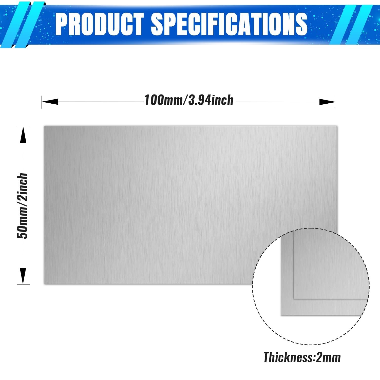Uxney 2mm Stainless Steel Sheet 2×4 Inch, 430 2″ x 4″-14 Gauge(2mm), Silver