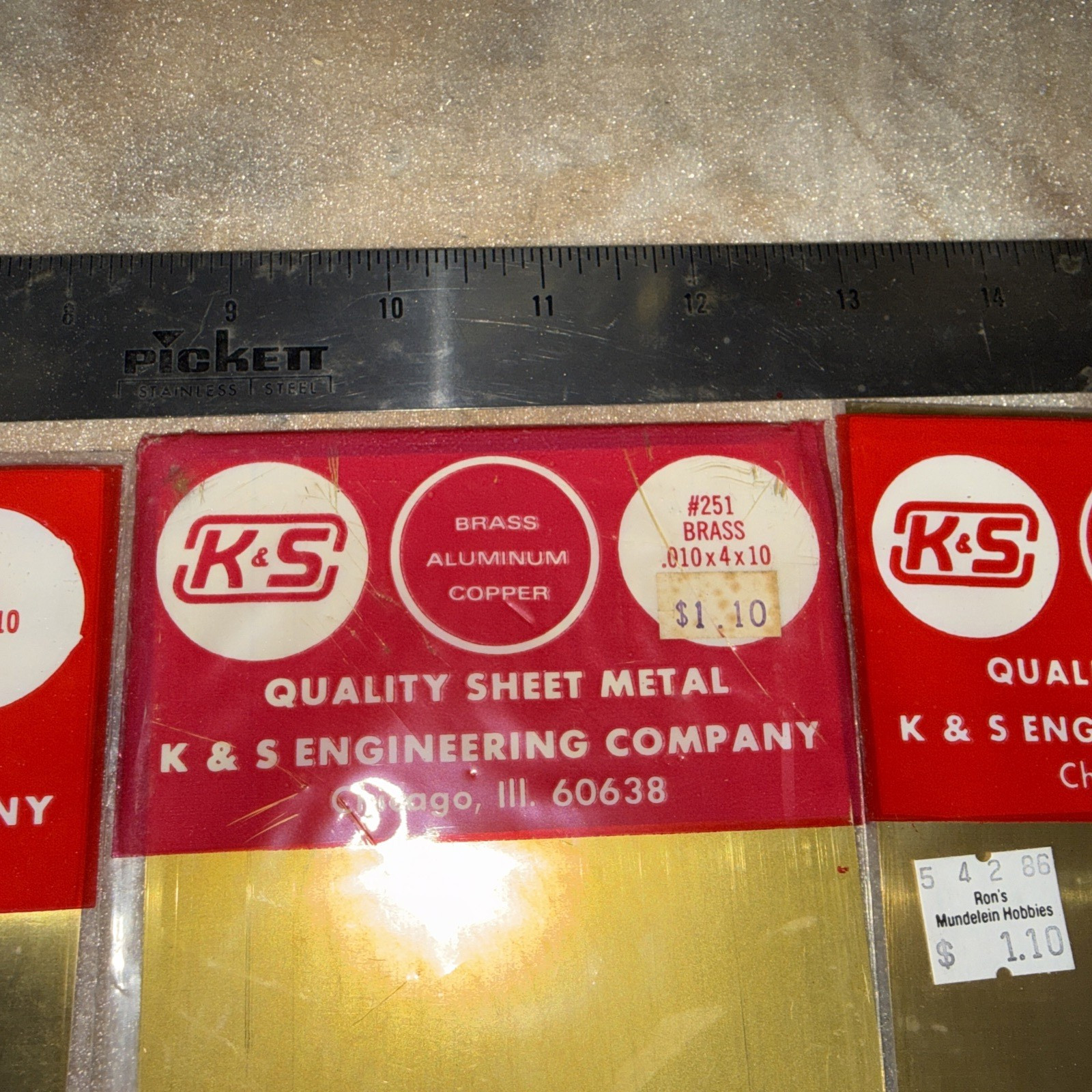 (4) Packs K&S Engineering Brass Sheet Metal Various Thicknesses/sizes Unopened