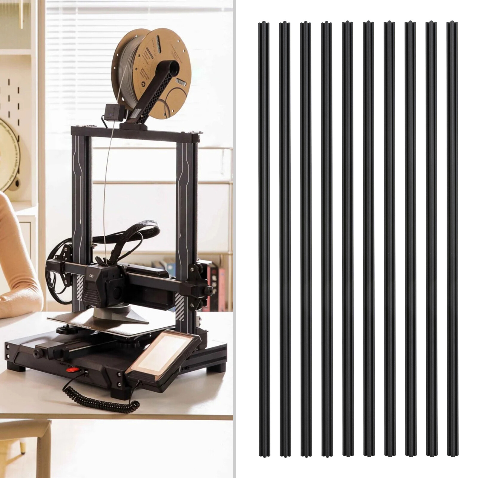 20*20*1000mm 2020 T-Slot Aluminum Extrusion For CNC 3D Printer Black 10 Packs US