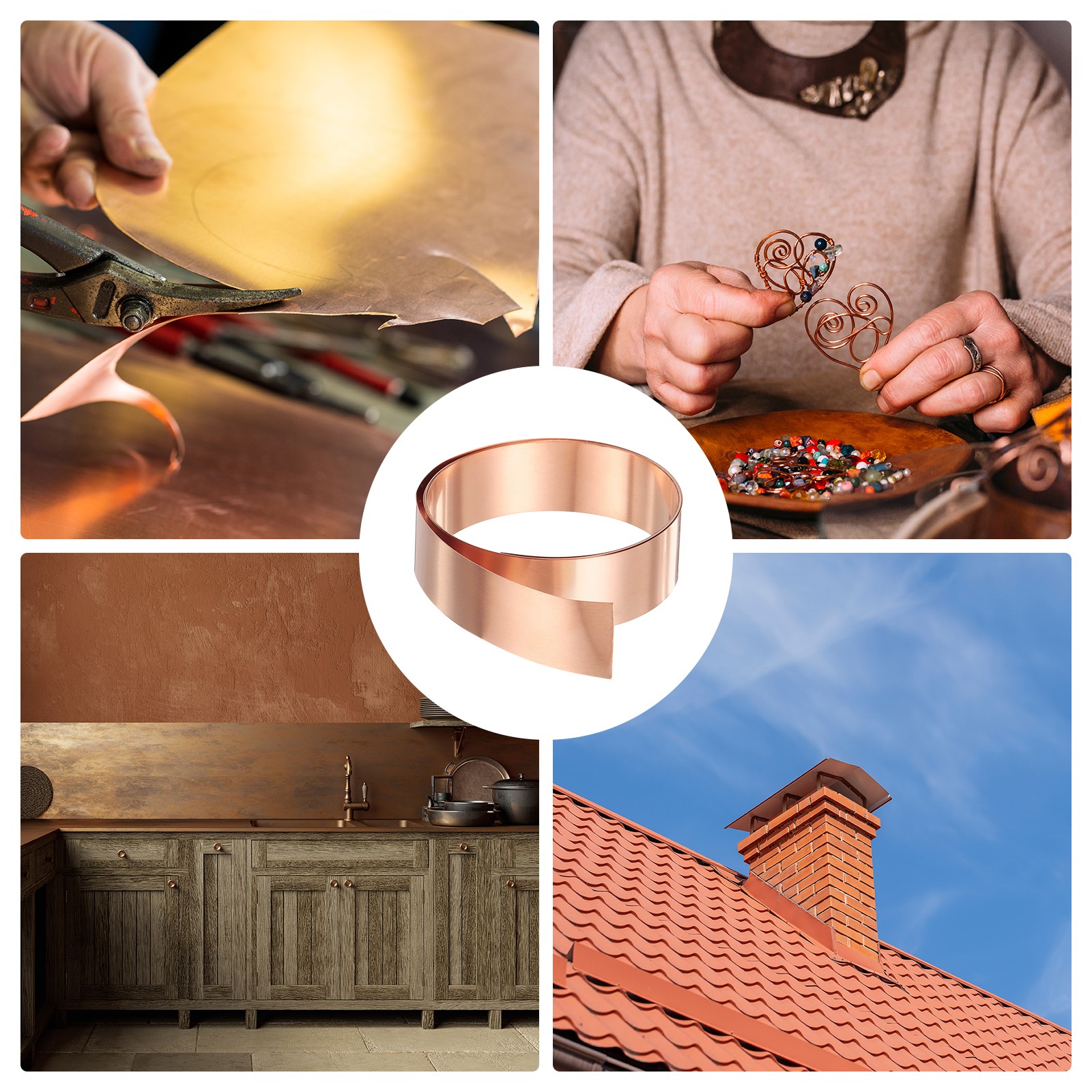 2pcs Copper Sheet Roll 0.5mm Thick Copper Flashing Strip (0.8″ Width x 3.28ft)