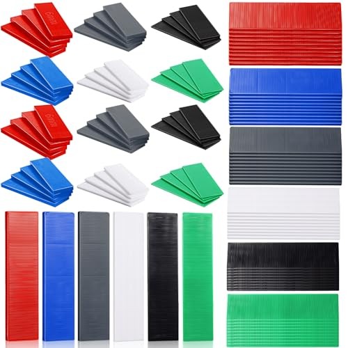 480 Pcs Plastic Flat Shims Set Tile Leveling Spacers Assorted Sizes & Colors