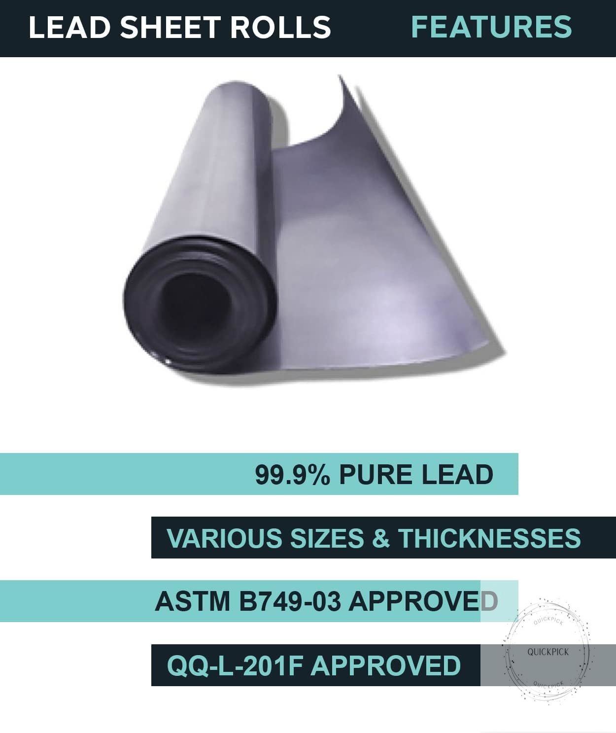 Lead Sheet – Lead Sheeting – Sheet Lead Rolls – 99.9% Pure Multi-Use ASTM & QQ-L