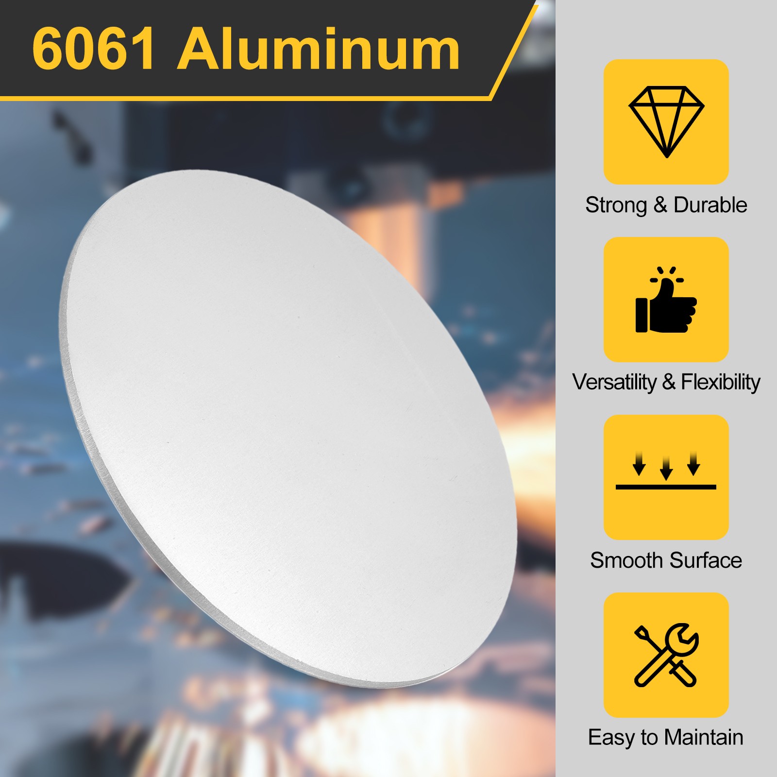 Aluminum Disc, 4″(100mm) Dia 0.1″(2.5mm) Thick Round 6061 Aluminum Sheets