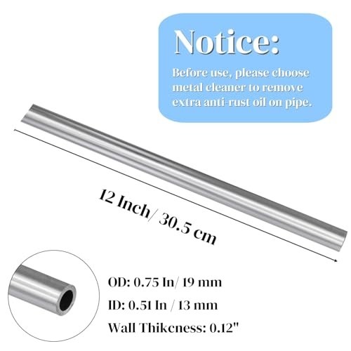 6 Pack 3/4″ OD Steel Tubing, Seamless Round Pipe, Weldable Metal Tube, 12″ Lengt