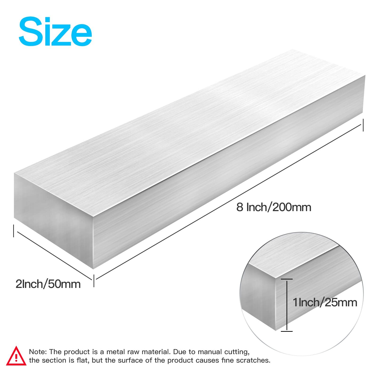 1″ 25mm X 2″50mm Square Aluminum Flat BAR 8″ Long 6061 Aluminum BlockT6511 So…