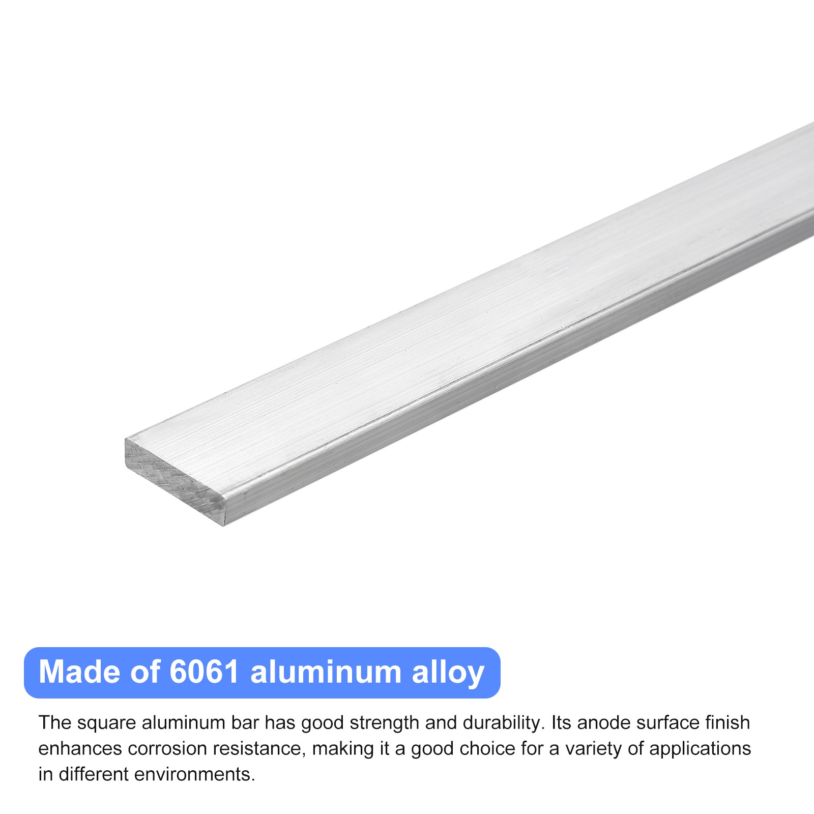 1/4″ Thickness 1″ Width 12″ Length Square Aluminum Flat Bar 2PCS