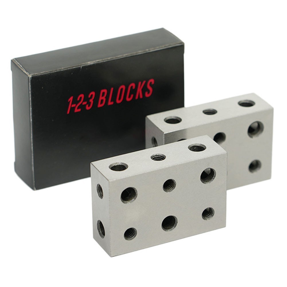 1 x2 x3 Steel Blocks Pair 11 Holes 5 Threaded 5/16-18 for Fixture Building