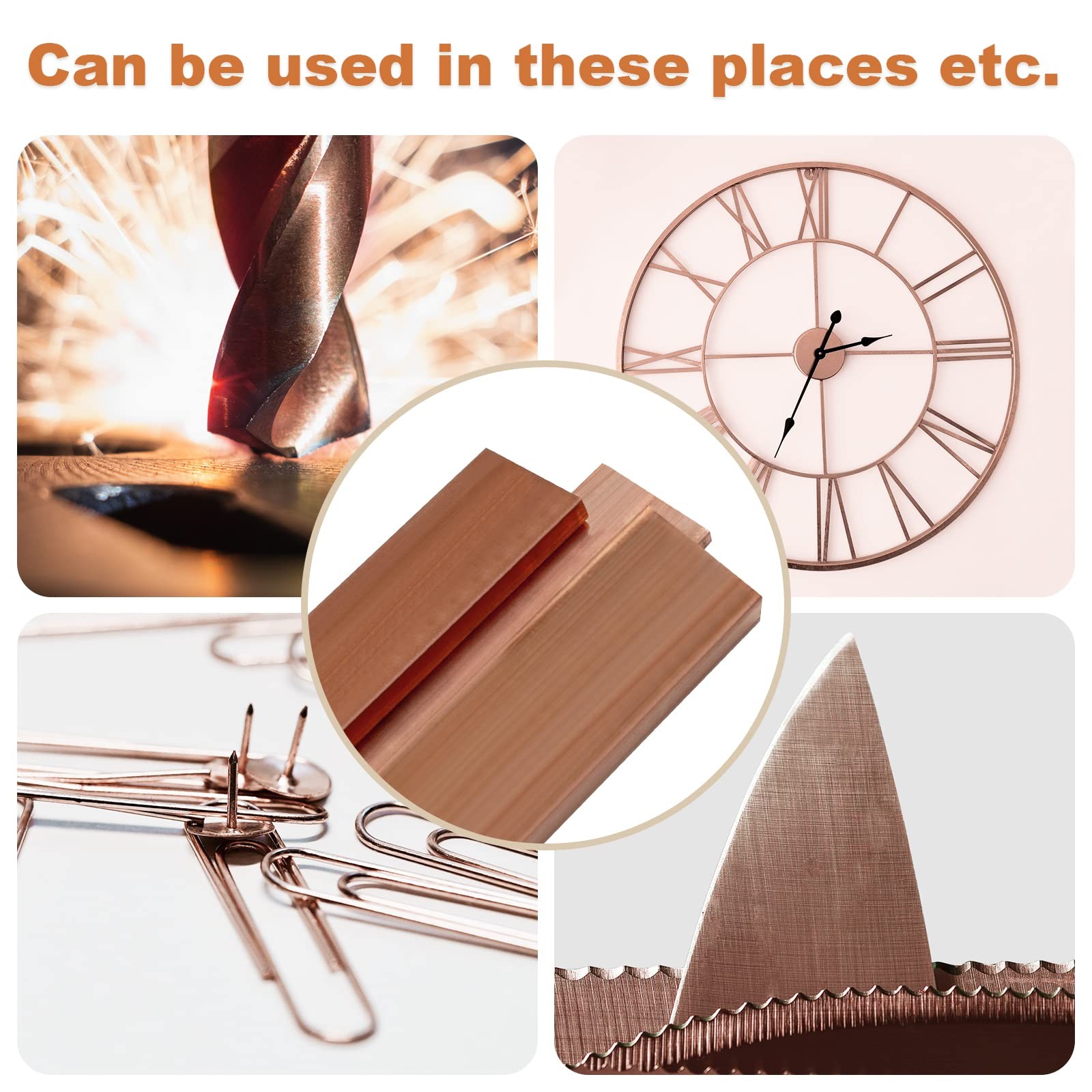 C110 Solid Copper Flat Bar Stock Knife Making Hobby Craft 3/16 x 1 x 6 Inch