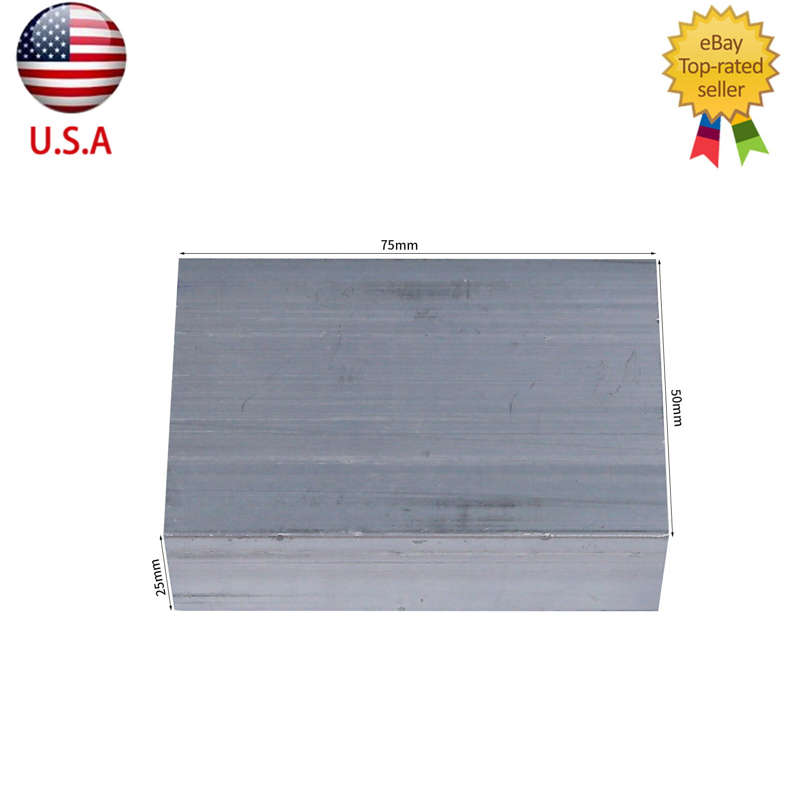 Metal T6061 Aluminum Flat Plate Sheet Stock Length 75mm Width 50mm Thick 25mm