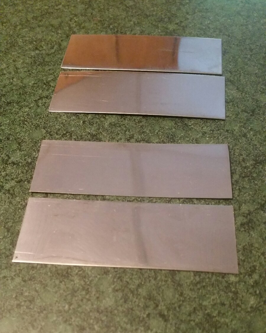 Stainless steel shim stock assortment 4 pieces 1 X 3 x 0.010 and 0.015 .010 .015