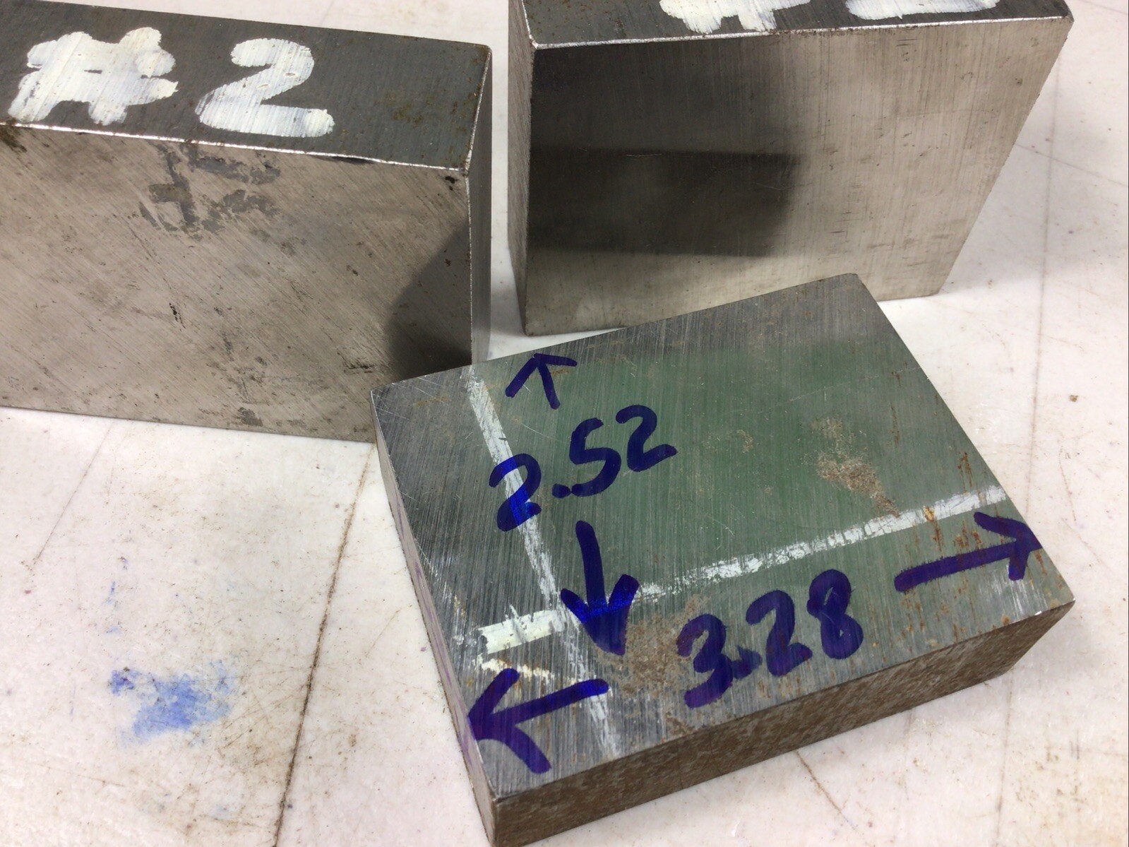 D2 Tool Steel Flat Stock, 1.03” X 2.52” X 3.28”, D2 I Believe, 4 Pieces In Sale