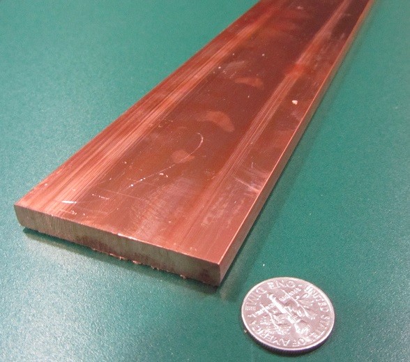 110 Copper Bar,1/4 (H00) to 1/4 Hard (H01).250″ Thick x 2.0″ Wide x 24.0″ Length