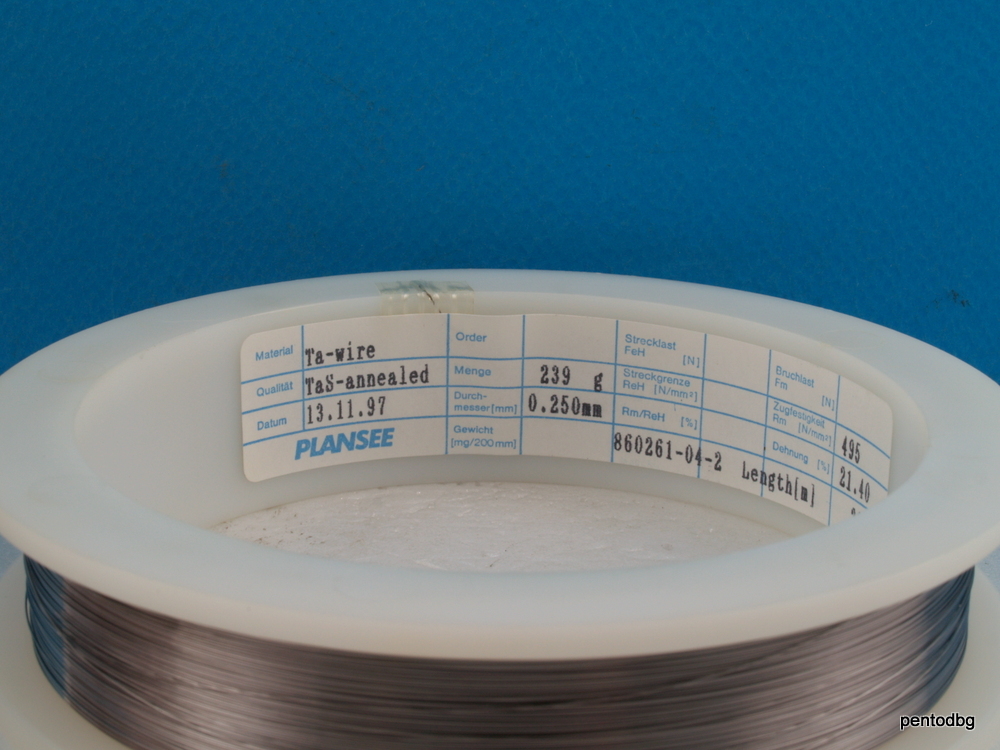 TANTALUM WIRE 2m~6,5 ft 0.250mm 0.01 in 30 AWG Ts-ANNEALED PLANSEE AUSTRIA
