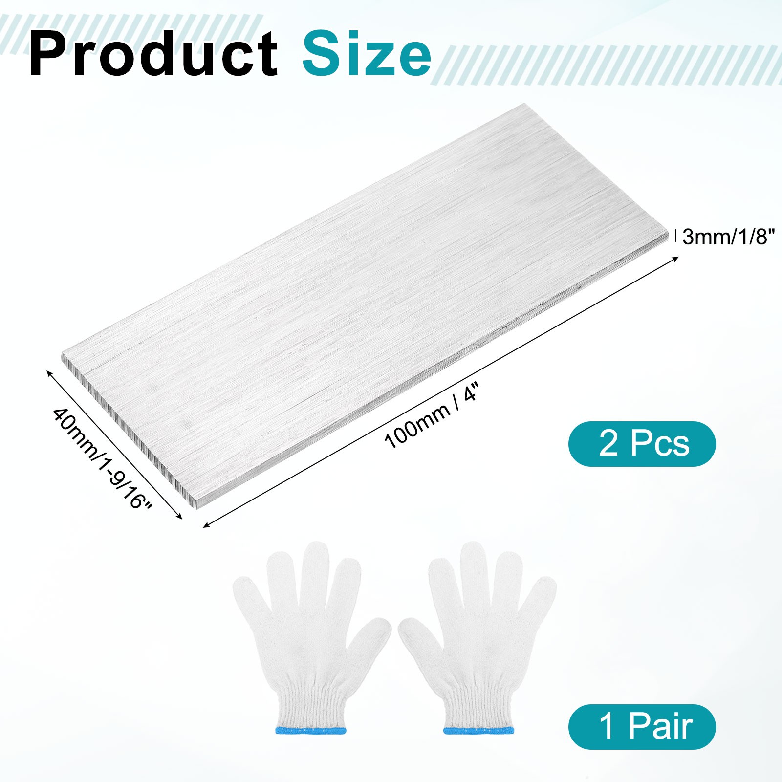 2 Pcs 304 Stainless Steel Flat Bar 1/8″ x 1-9/16″ x 4″ Trim Strips Sheet