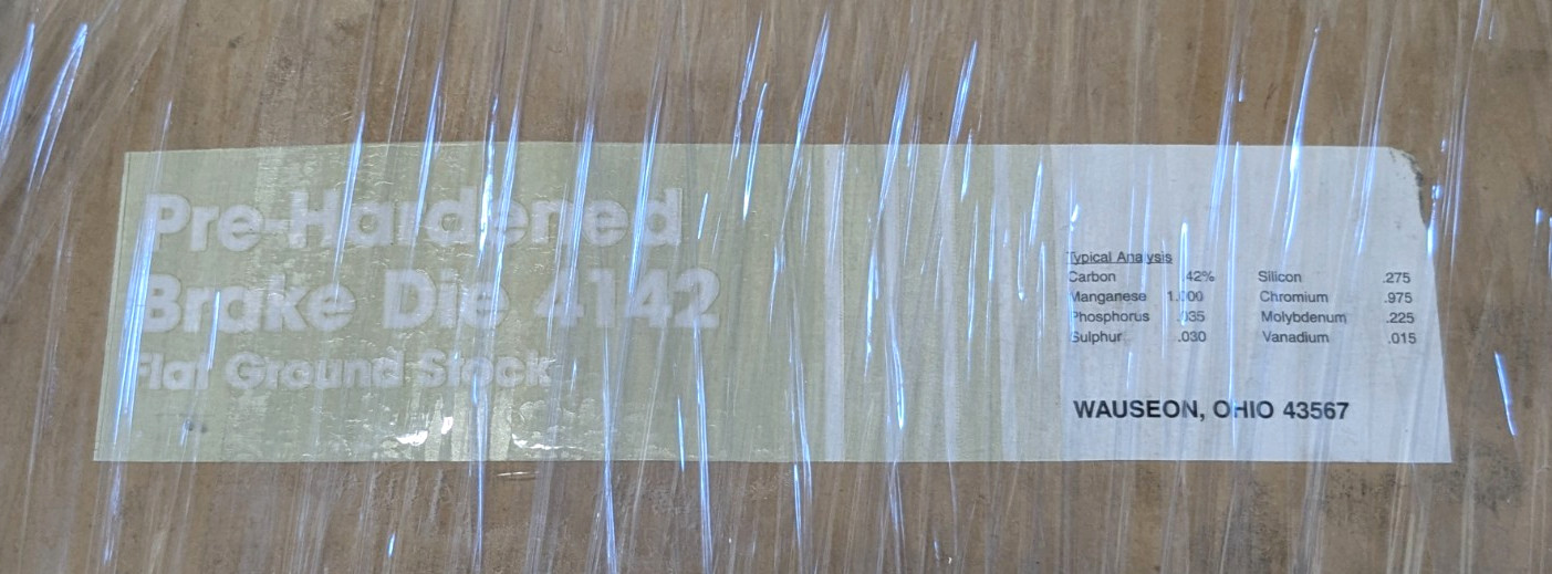 4142 Alloy Steel Flat Stock 36 Inch x 12 Inch x 1/4 Inch Pre-Hardened