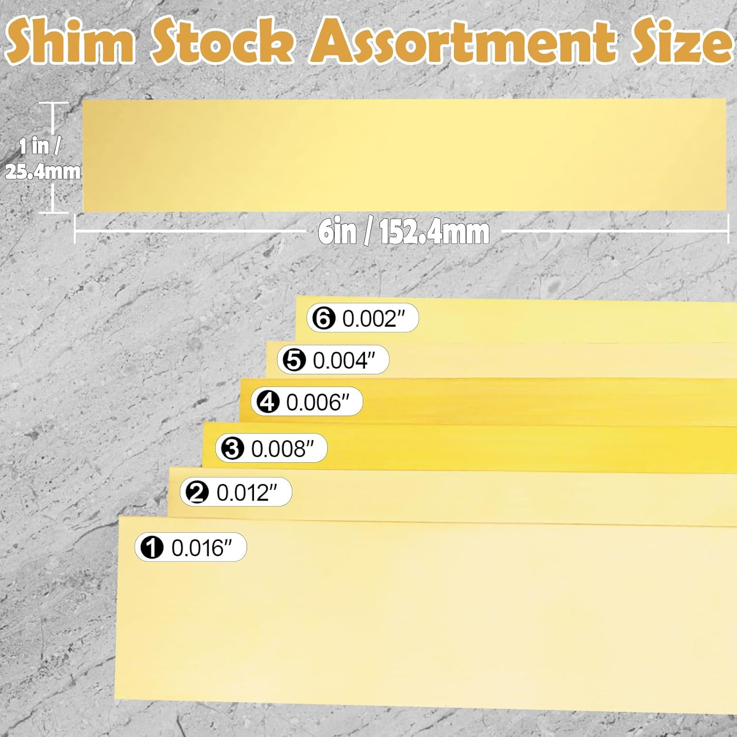 Brass Strip, Brass Shim Stock Assortment, 1″ Width X 6″ Length, 0.002″, 0.004″,