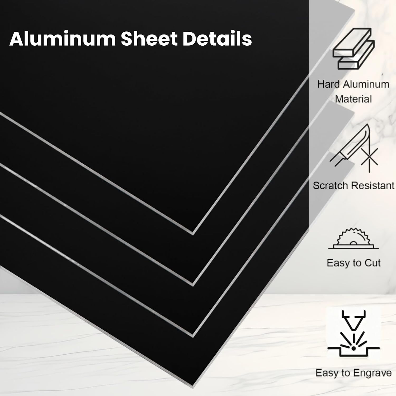 4 Pack 12 x 12 x 1/32 (0.03″) Inch Anodized Aluminum Sheets, Black 5052 Aluminum