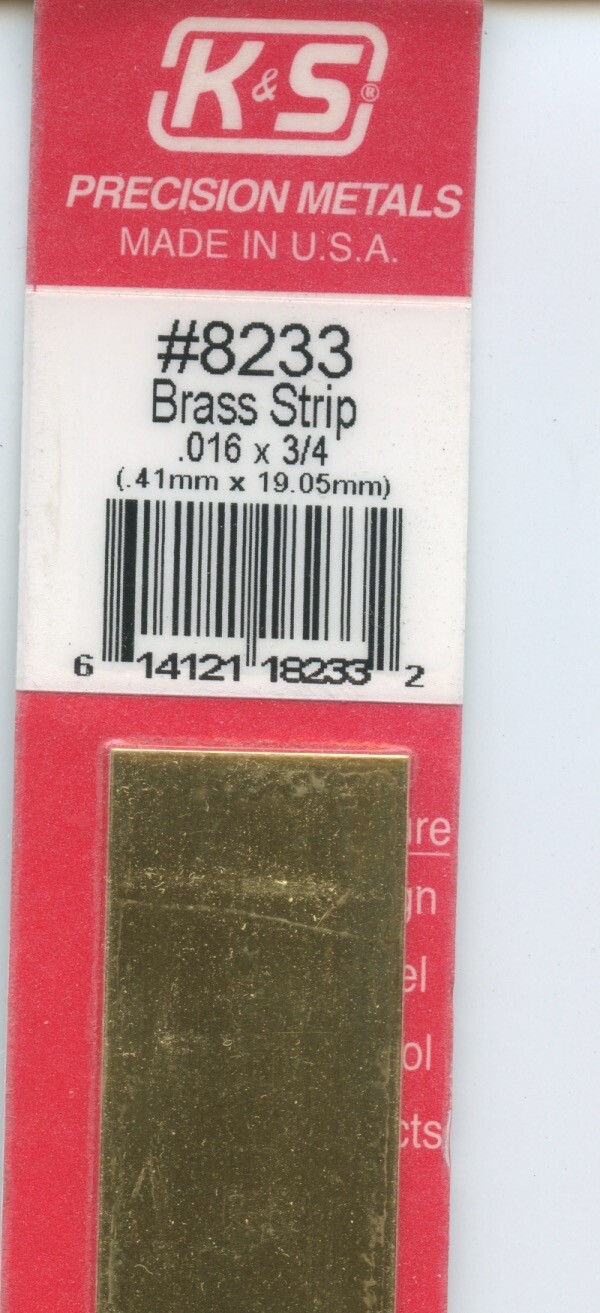 12 in BRASS STRIP 3/4×2/125in (19.05×0.41mm) K&S Engineering #8233 NEW