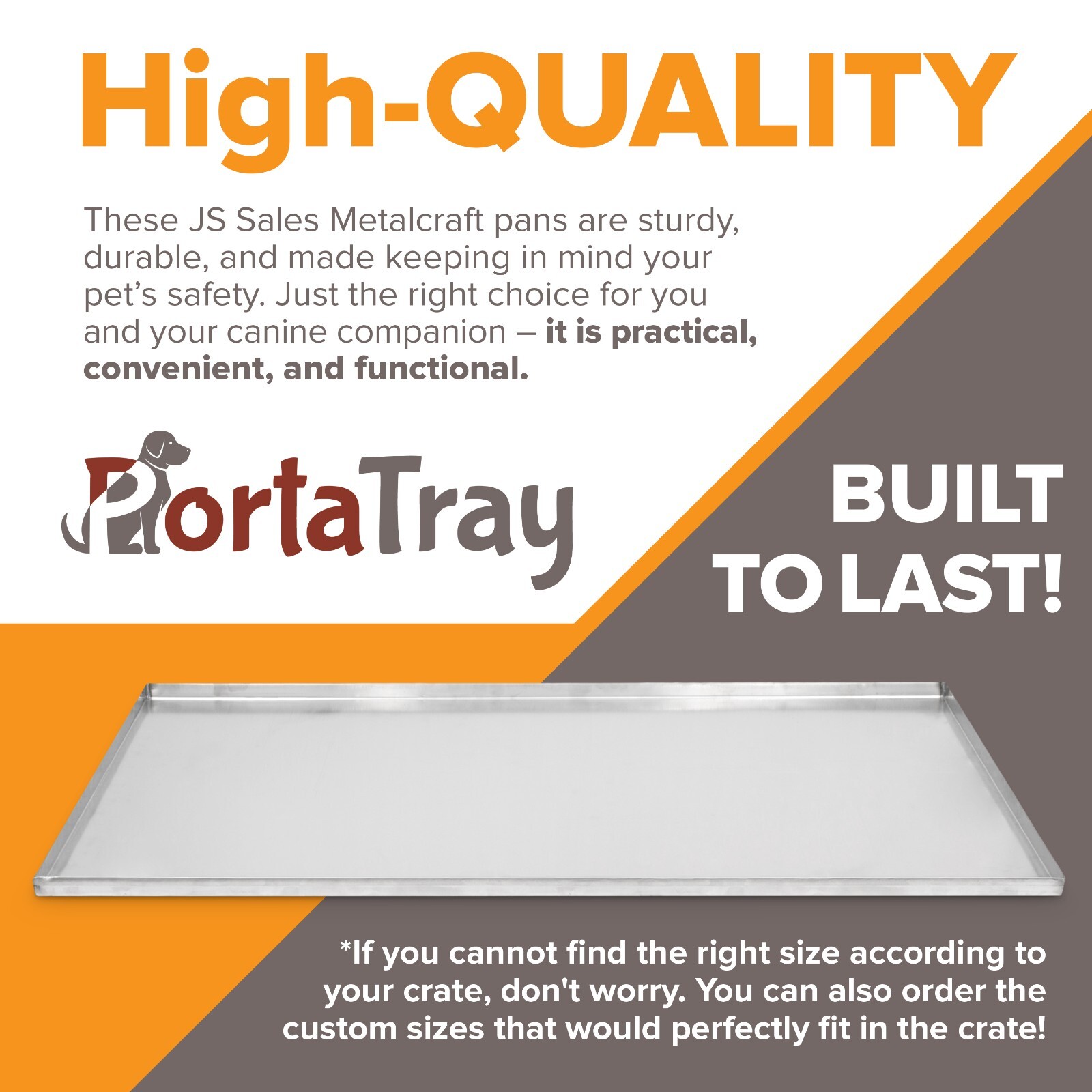 PortaTray Dog Crate Tray Pet Crate Pan Galvanized Dog Crate-41″x27-3/8″x1″