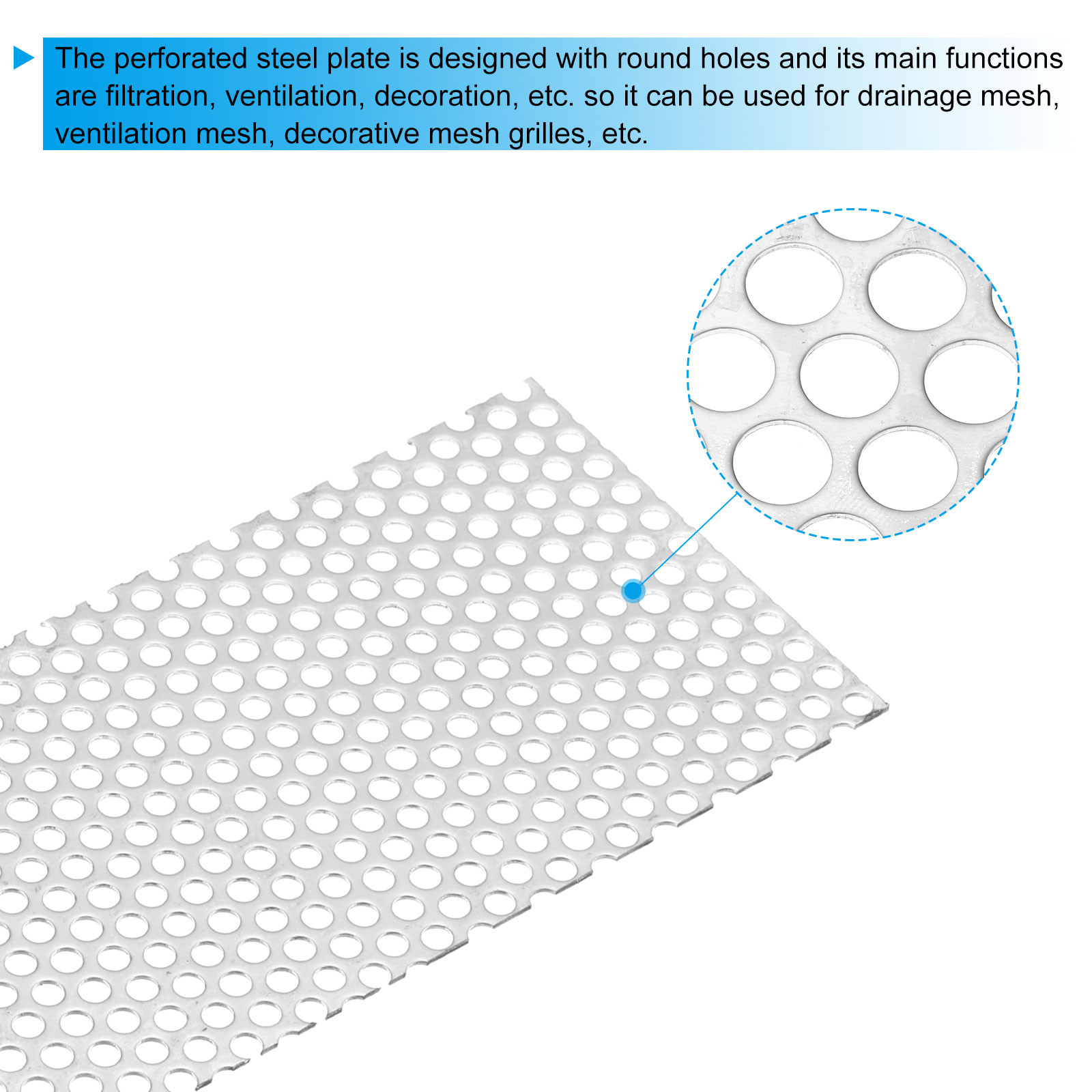 7.9″ L x 3.9″ W Perforated Metal Sheets, 16Ga 0.2″ Hole 304 Stainless Steel