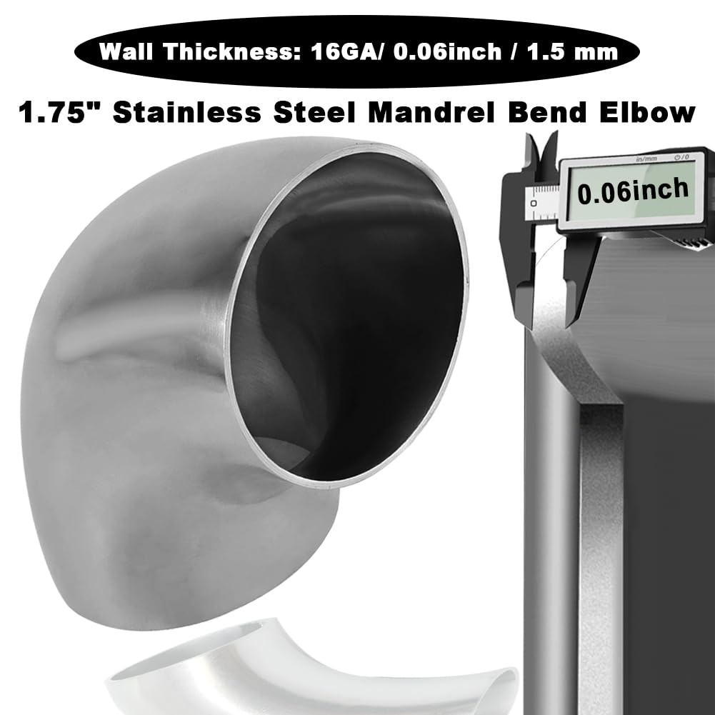 1.75″ 90 Degree SS304 Stainless Steel Exhaust Elbow Bend Pipe