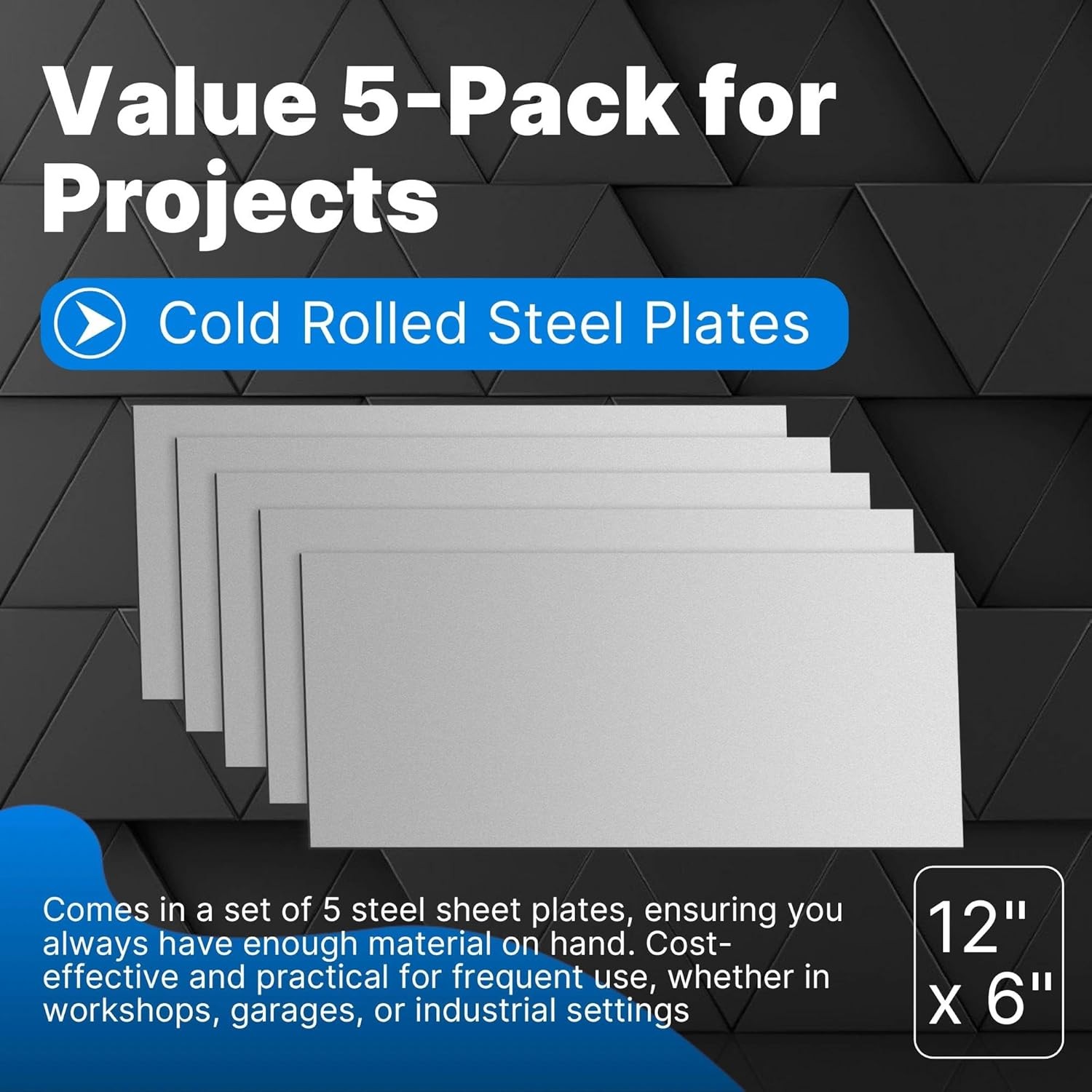 5 Pack 20 Gauge Sheet Metal Steel, 12″ x 6″ Cold Rolled Steel Sheet Plate,Durabl
