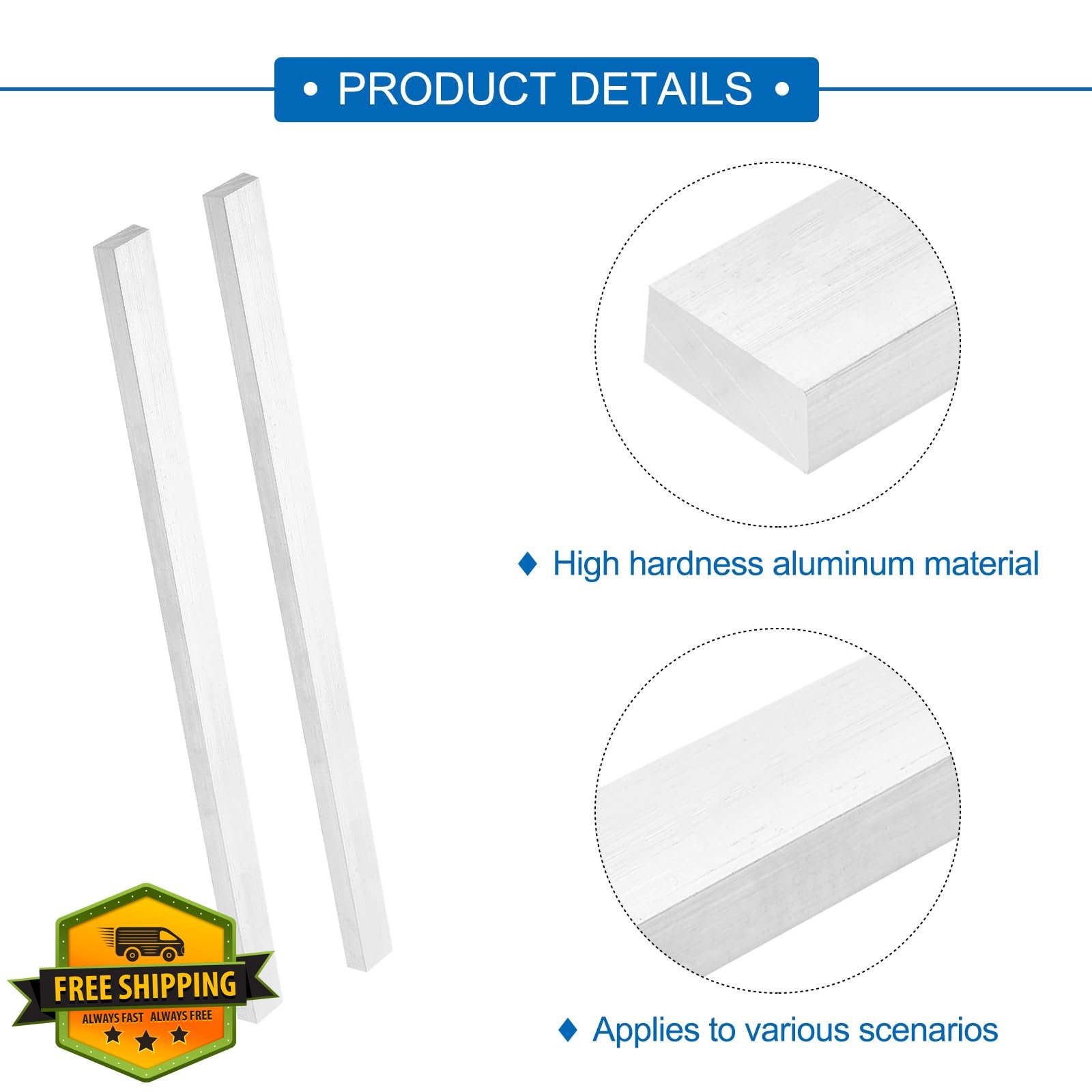 MECCANIXITY 3/8″x19/32″x13″ Aluminum Bar 2pcs