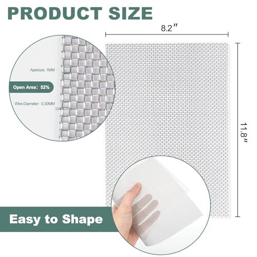 6 Pcs 304 Stainless Steel Wire Mesh Screen, 1mm Hole 20 Mesh, No Rust and Sturdy