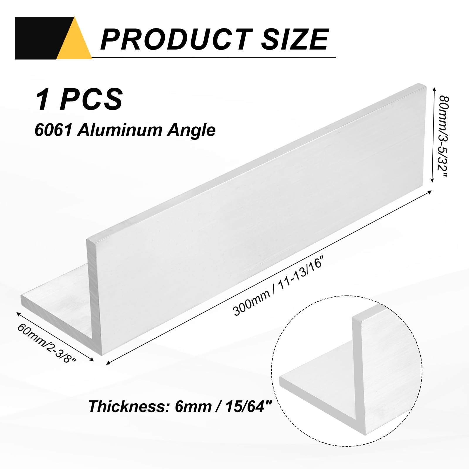 MECCANIXITY 11.81″ Aluminum Angle Stock 3-5/32″x3-5/32″x15/64″