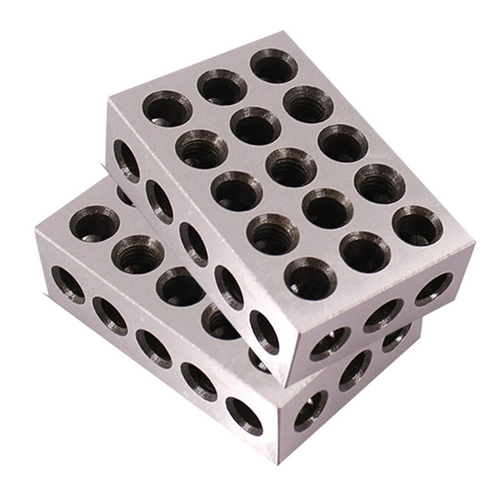 Ground Steel 1x2x3 Inch Setup Blocks Pair 1 x2 x3 with 23 Holes for Use