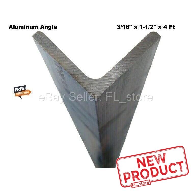 Aluminum Angle 3/16″ x 1-1/2″ x 4 Feet Unpolished Alloy 6061 90° Stock NEW