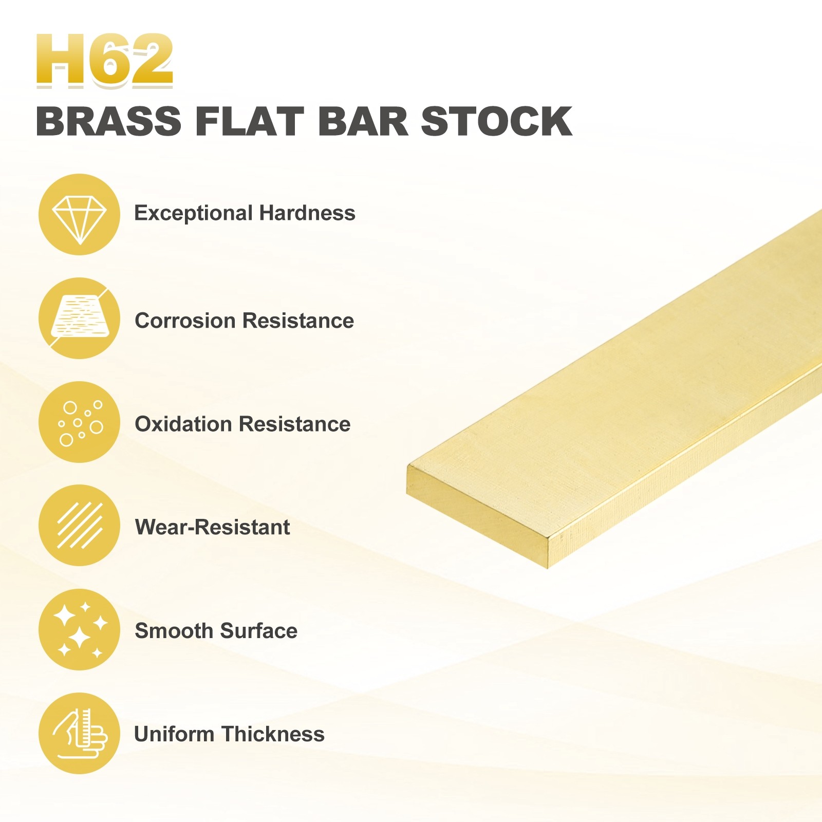 H62 Brass Flat Bar Stock, 2 Pcs 0.08″x0.79″x14″ Square Metal Solid Brass Bars