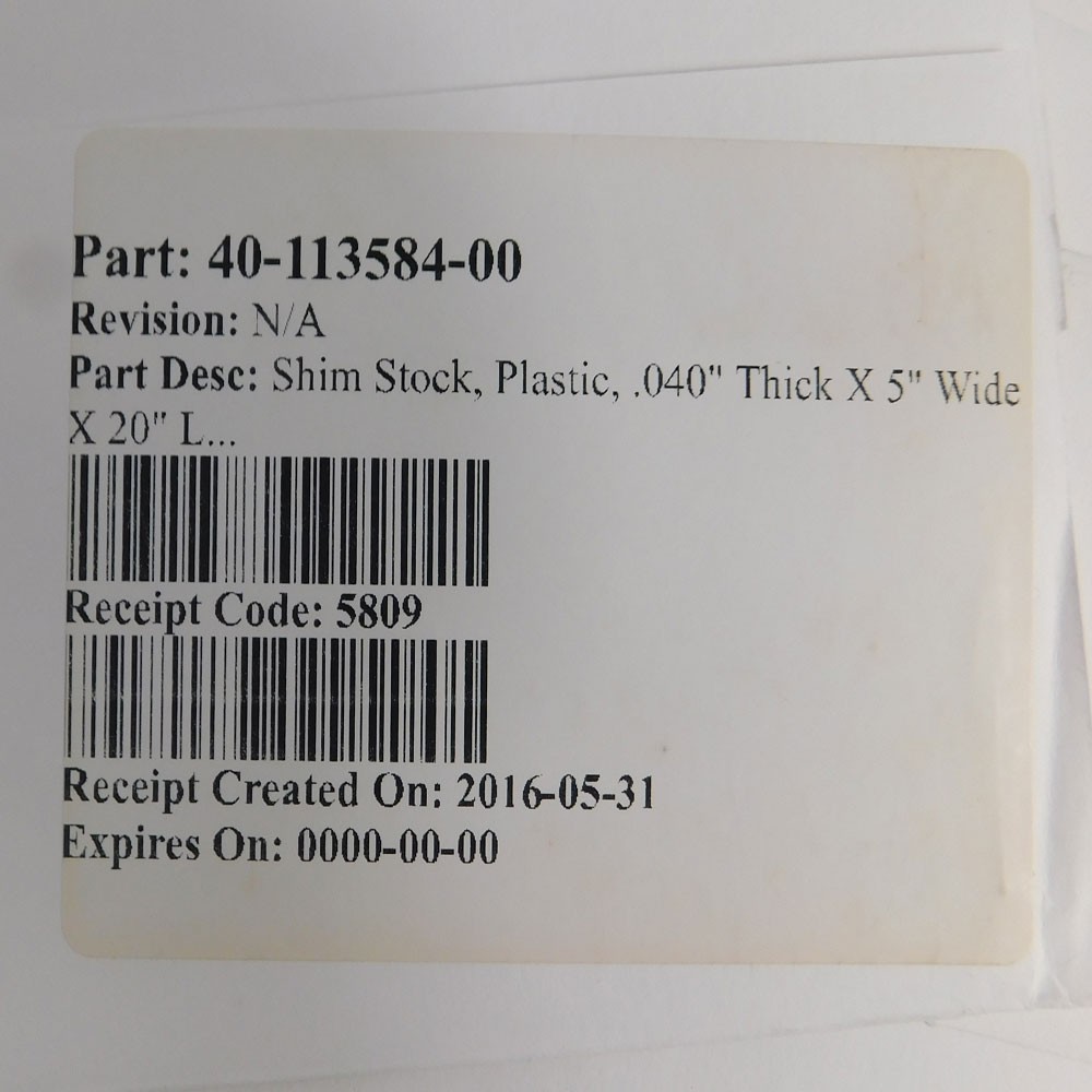 (Lot of 38) Artus Clear Plastic Shims 5″ W x 20″ L Thickness 0.040″ / 1mm