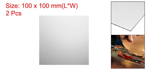 2Pcs Stainless Steel Sheet Plate 4″ x 4″ 24 Gauge (0.5mm) with Glove(Silver)