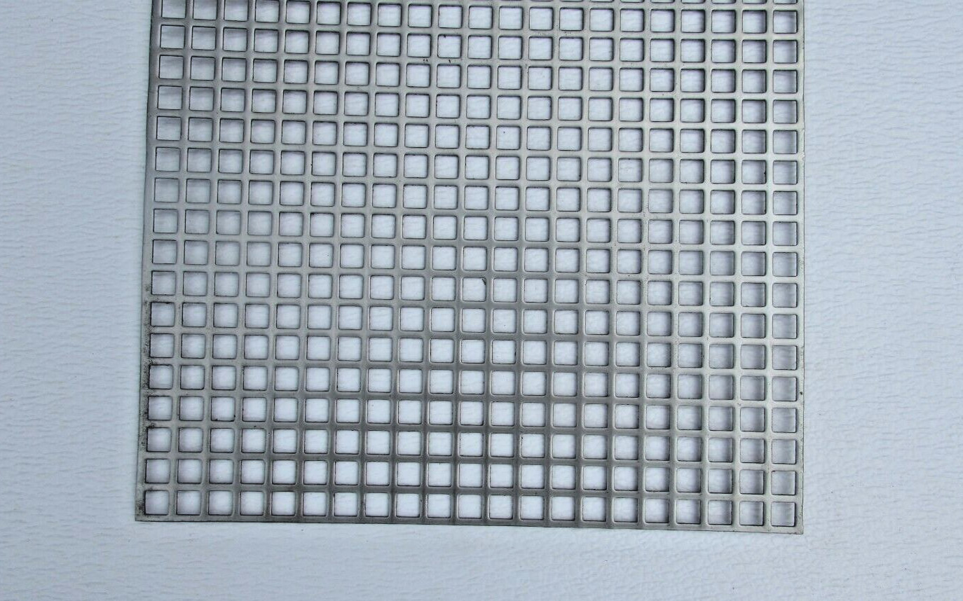 ==3/8″ SQUARE—- 16 GA. STAINLESS PERFORATED METAL —12″ x 24″==